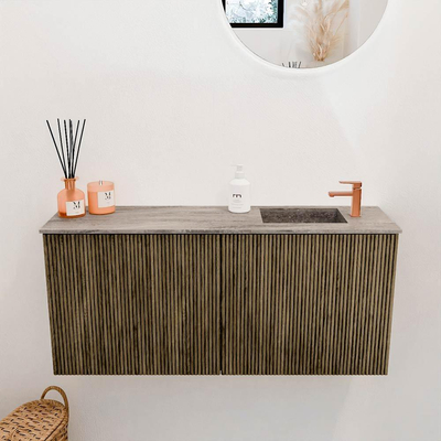 Mondiaz JOYA-DLUX 90cm toiletmeubel - kleur Dusk - Wastafel FAYE positie Rechts 1 kraangat kleur Oza.