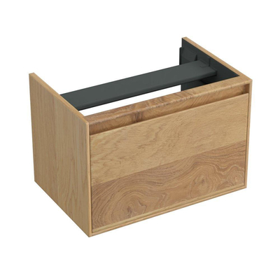 Forzalaqua Reno 2.0 meuble sous-lavabo 59,5x39,5x40cm avec 1 tiroir sans poignée à fermeture douce Chêne massif Smoke