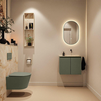MONDIAZ TURE-DLUX 60cm toiletmeubel Army. EDEN wastafel Frappe positie rechts. Zonder kraangat.