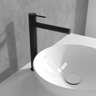 Villeroy & Boch Loop & Friends 1 greeps wastafelkraan verhoogd - zonder waste - mat zwart
