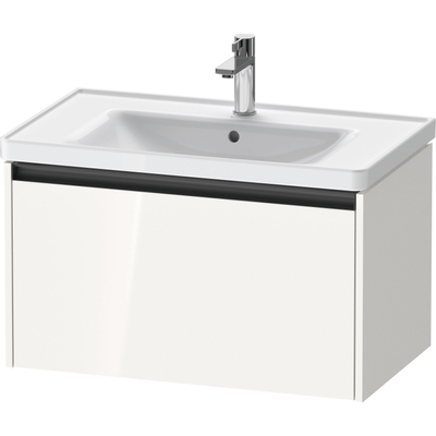 Duravit Ketho.2 Wastafelonderbouwkast - met 1 lade - 78.4x45.5x44cm - met greep antraciet - hoogglans wit