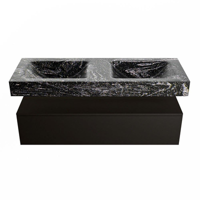 Mondiaz ALAN-DLUX Ensemble de meuble - 130cm - meuble Urban mat - 1 tiroir - Lavabo Cloud Lava suspendu - vasque Gauche et droite - 0 trous de robinet