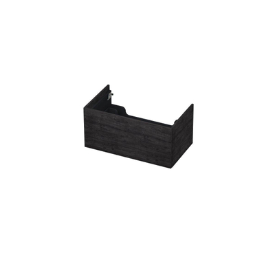 INK Wastafelonderkast - 80x45x37.6cm - 1 lade - push to open - met recht opdekfront - MFC - Houtskool eiken