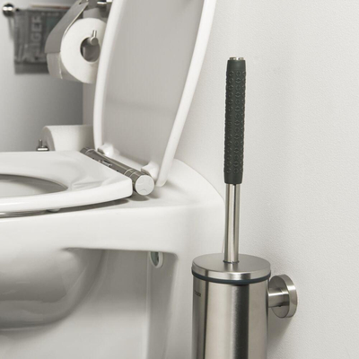 Tiger Boston Comfort & Safety Toiletborstel met houder RVS geborsteld 9x46.9x12.6cm