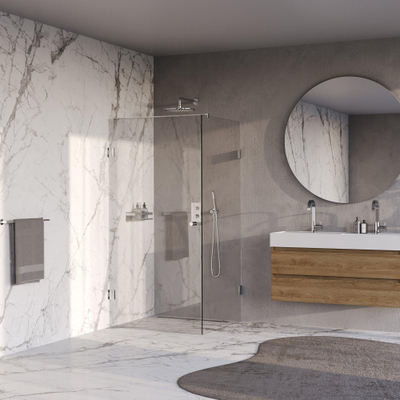 BRAUER Void Carving Cabine de douche - 100x100x200cm - porte battante - revêtement de verre - réversible - verre clair - Chrome