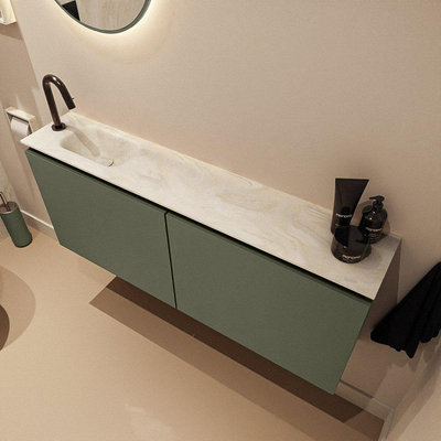 MONDIAZ TURE-DLUX 120cm toiletmeubel Army. EDEN wastafel Ostra positie links. Met 1 kraangat.