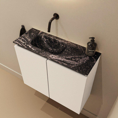 MONDIAZ TURE-DLUX 60cm toiletmeubel Talc. EDEN wastafel Lava positie links. Zonder kraangat.