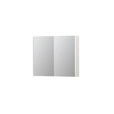 INK SPK2 armoire de toilette – 90 x 74 x 14 cm – 2 portes, portes-miroir double face – Blanc haute brillance