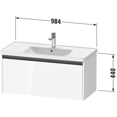 Duravit ketho 2 meuble sous lavabo avec 1 tiroir 98.4x45.5x44cm avec poignée anthracite basalte mate