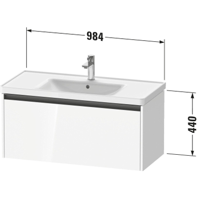 Duravit Ketho 2 meuble sous-lavabo avec 1 tiroir 98.4x45.5x44cm avec poignée anthracite blanc mat