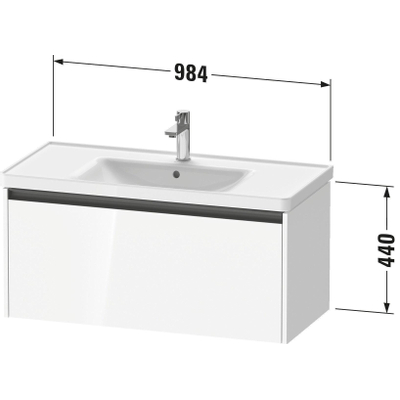 Duravit ketho 2 meuble sous lavabo avec 1 tiroir 98.4x45.5x44cm avec poignée anthracite noyer foncé mate