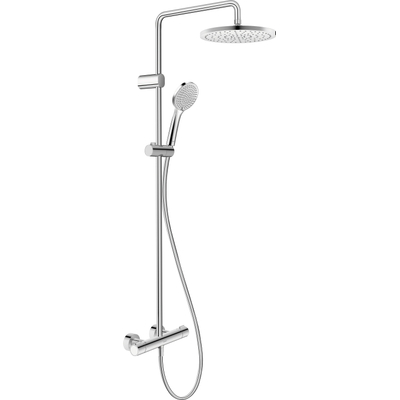 Duravit Shower Systems Système de douche - thermostatique - HOH=15cm - douche de tête Ø25.2cm - douchette ronde - économique en eau - finition chrome brillant