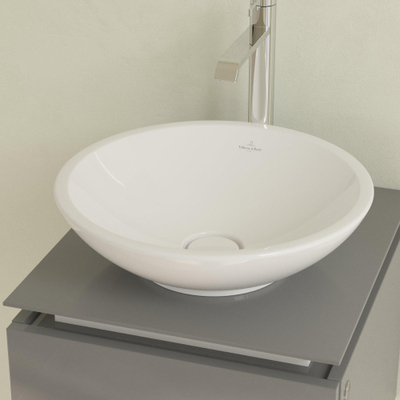 Villeroy & Boch Loop en Friends opzetwastafel met plug met keramische afdekking O43cm zonder overloop wit