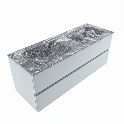 Mondiaz VICA-DLUX ensemble de meuble de salle de bain - 130cm - meuble sous-vasque argile - 2 tiroirs - lavabo encastrée nuage double - sans trous de robinet - version haute de 60cm - lave