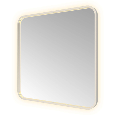 Hotbath &MORE Spiegel - 80x80cm - direct en indirect LED - spiegelverwarming - color changing - dimbaar - met afstandsbediening - geborsteld RVS 316