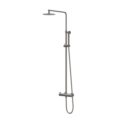 IVY Pact Ensemble de douche de tête - apparent - douche de tête slim 20 cm - douchette à main bâton - metal black brossé PVD