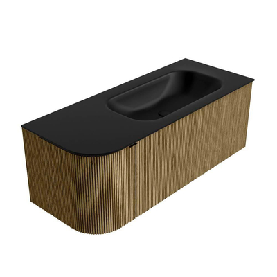 Mondiaz KURVE Badkamermeubelset - 115x46x40cm - 1 lade - 1 deur - wastafel solid surface - rechts - 1 kraangat - Dusk