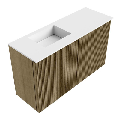 Mondiaz JOYA 70cm toiletmeubel - kleur Dusk - Wastafel FAYE positie Links 1 kraangat kleur Talc.