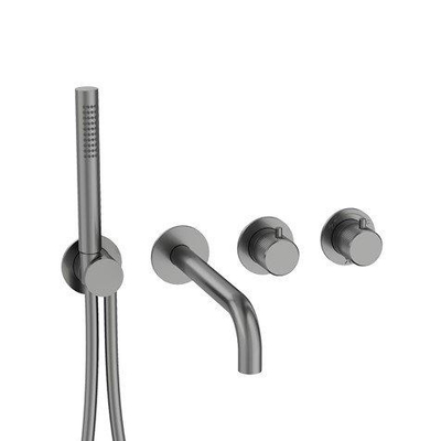 Crosswater 3ONE6 Module Badkraan - inclusief handdouche - inbouwkraan - 2 bedieningsafwerking - RVS slate gunmetal (antraciet)