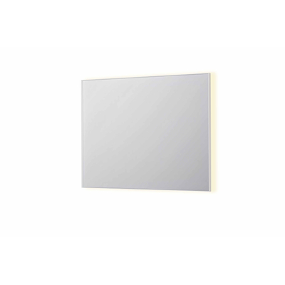 INK SP32 spiegel - 100x4x80cm rechthoek in stalen kader incl indir LED - verwarming - color changing - dimbaar en schakelaar - mat wit