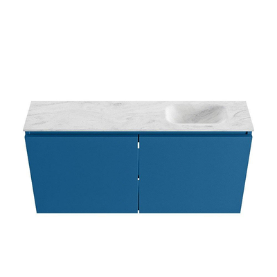 MONDIAZ TURE-DLUX Meuble WC 100cm Jeans. EDEN lavabo Opalo position droite. Sans trou de robinet.
