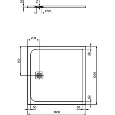 Ideal Standard Ultra Flat Solid Receveur de douche 100x100x3cm Rectangulaire betonGris