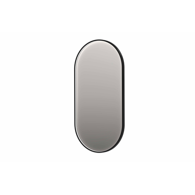 INK SP21 spiegel - 120x4x60cm ovaal in stalen kader incl indir LED - verwarming - color changing - dimbaar en schakelaar - geborsteld metal black