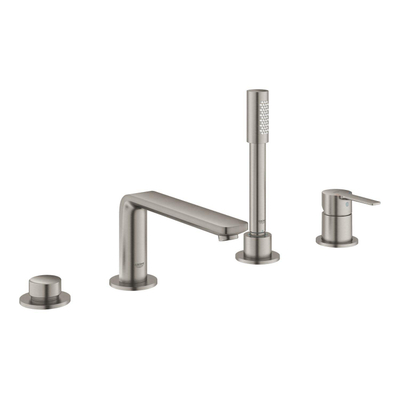 GROHE Lineare New élément apparent pour combinaison de bord de baignoire 4 trous avec bec de baignoire avec douchette et flexible de douche 200cm supersteel