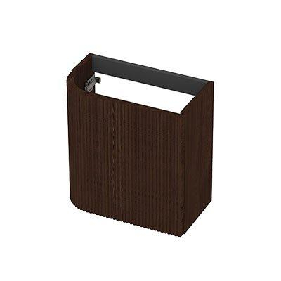 INK Concept R Meuble sous-lavabo pour lave-mains placage modèle arrondi à gauche, façade fraisée pour poignée - Shadow veneer