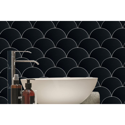 ÉCHANTILLON Par Goof Escama carrelage mural Écailles de poisson brillant noir