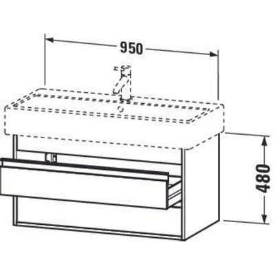 Duravit Ketho Meuble sous-lavabo avec 2 tiroirs 95x44x41cm pour Vero 045410 basalte