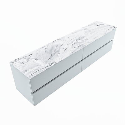 Mondiaz VICA-DLUX ensemble de meuble de salle de bain - 200cm - meuble sous-vasque argile - 4 tiroirs - lavabo encastré nuage gauche - sans trous de robinet - version haute de 60cm - glace