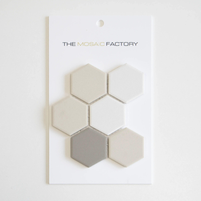 SAMPLE The Mosaic Factory London mozaïektegel - 15x25cm - wand en vloertegel - Zeshoek/Hexagon - Porselein White mix Mat