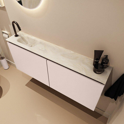 MONDIAZ TURE-DLUX 120cm toiletmeubel Rosee. EDEN wastafel Ostra positie links. Met 1 kraangat.