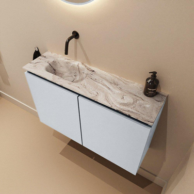 MONDIAZ TURE-DLUX 80cm toiletmeubel Clay. EDEN wastafel Glace positie links. Zonder kraangat.