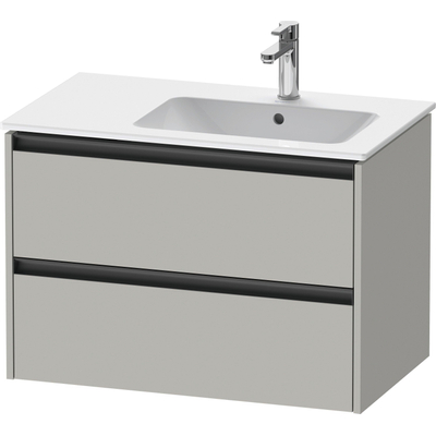 Duravit Ketho 2 meuble sous-lavabo avec 2 tiroirs pour vasque à droite 81x48x54.9cm avec poignées gris anthracite béton mat