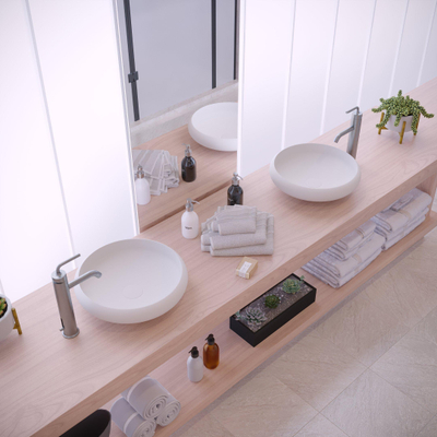 Ideavit Solidego opbouw wastafel 40x40x11.2cm rond 0 kraangaten 1 wasbak Solid surface wit