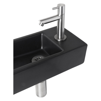 Differnz hator ensemble de lave-mains céramique noir mat robinet droit chro avec mat 37,5 x 18,5 x 9 cm