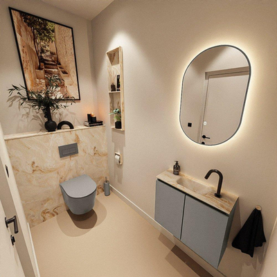 MONDIAZ TURE-DLUX 60cm toiletmeubel Smoke. EDEN wastafel Frappe positie midden. Met 1 kraangat.