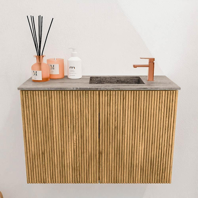 Mondiaz JOYA-DLUX 60cm toiletmeubel - kleur Oak - Wastafel FAYE positie Rechts 1 kraangat kleur Oza.