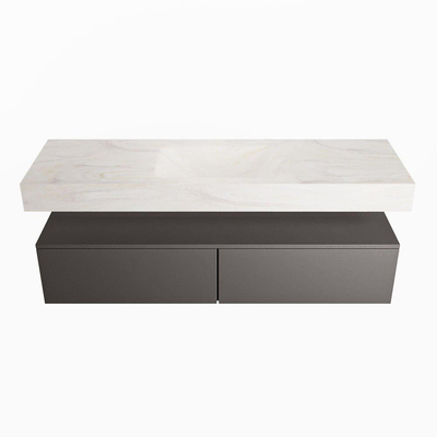 MONDIAZ ALAN - DLUX Badkamermeubelset - 150cm - onderkast - Dark grey - 2 lades - vrijhangende wastafel - wasbak midden - 1 kraangat - Ostra