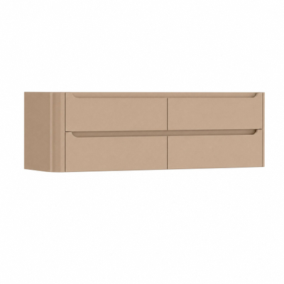 H&R Badmeubelen Juice Wastafelonderkast - 160x45x50cm - linkerhoek afgerond - 4 lades - geïntegreerde greep - Peach