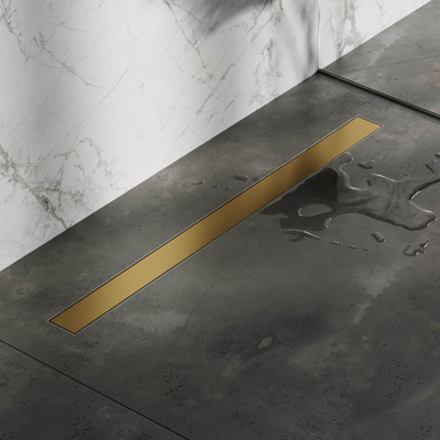 Brauer Caniveau de douche - 90x7.5cm - bride de plancher - grille à carreler réversible - inox - or brossé