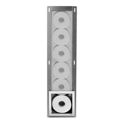 Looox Fermé Support de rouleau de rechange encastré 17.3x74x14cm - 6 rouleaux - Mat blanc