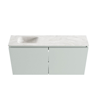 MONDIAZ TURE-DLUX Meuble de toilettes 100cm Greey. Lavabo EDEN Ostra position gauche. Avec 1 trou de robinet.
