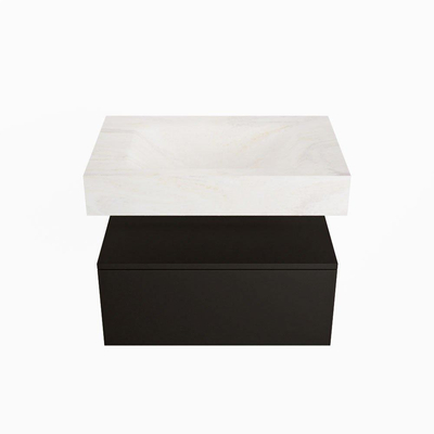 Mondiaz ALAN-DLUX Ensemble de meuble - 70cm - meuble Urban mat - 1 tiroir - Lavabo Cloud Ostra suspendu - vasque Centre - 1 trou de robinet