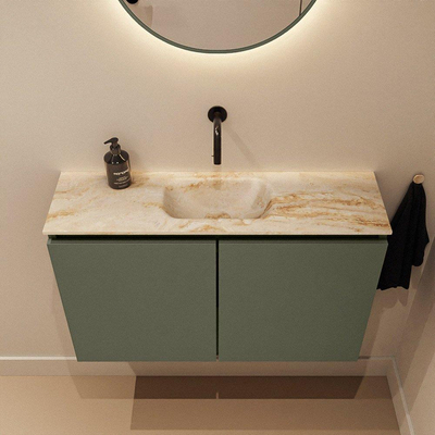 MONDIAZ TURE-DLUX 80cm toiletmeubel Army. EDEN wastafel Frappe positie midden. Zonder kraangat.