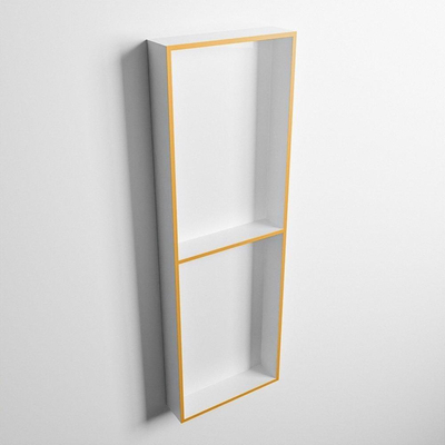Mondiaz Easy nis 29.5x149.5x8cm voor Inbouw/opbouw 2 open vakken Solid surface Talc/Ocher
