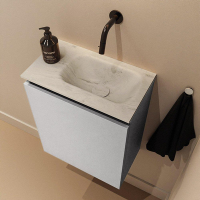 MONDIAZ TURE-DLUX 40cm toiletmeubel Plata. EDEN wastafel Opalo positie rechts. Zonder kraangat.