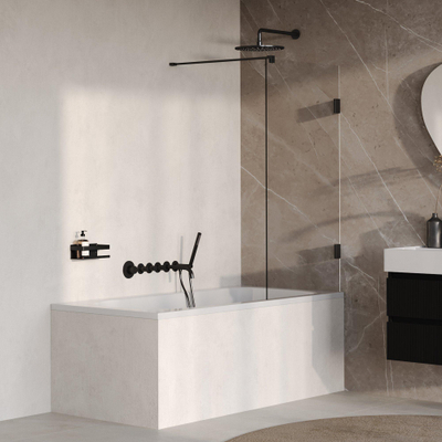 BRAUER Void Paroi de baignoire - 80x140 - verre transparent - incl. revêtement en verre - noir mat